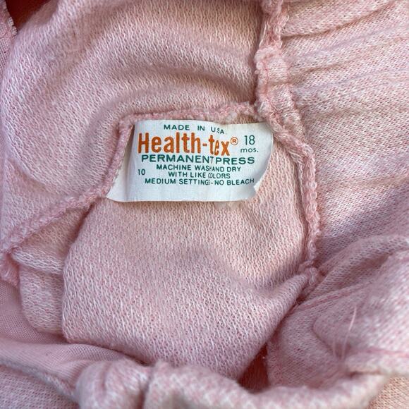 Vintage Health-Tex Baby Overalls Pink Floral Ruffle Applique Snaps Size 18 Month - Picture 7 of 10